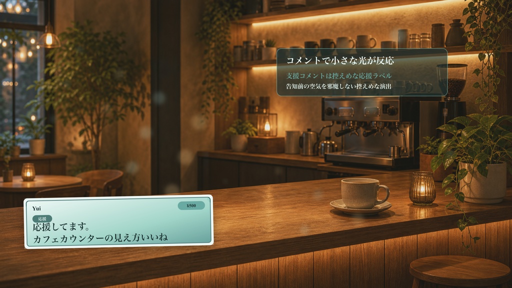 サムネ映えカフェカウンターコメントオーバーレイ|OBS・わんコメ対応テンプレート