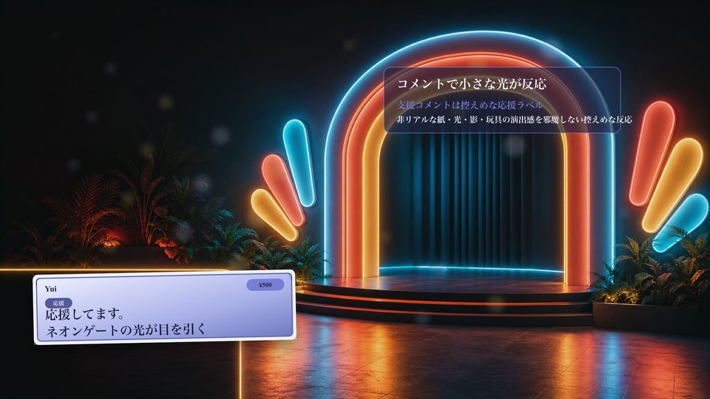 ネオン拍手ゲートコメントオーバーレイ|OBS・わんコメ対応テンプレート