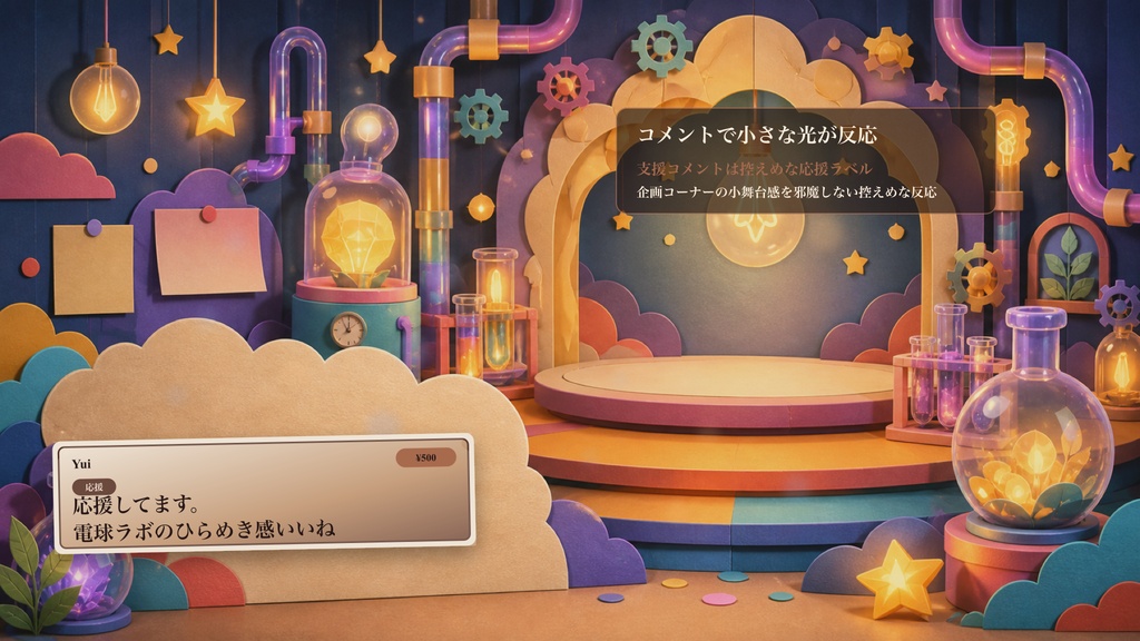 ひらめき電球ラボコメントオーバーレイ|OBS・わんコメ対応テンプレート