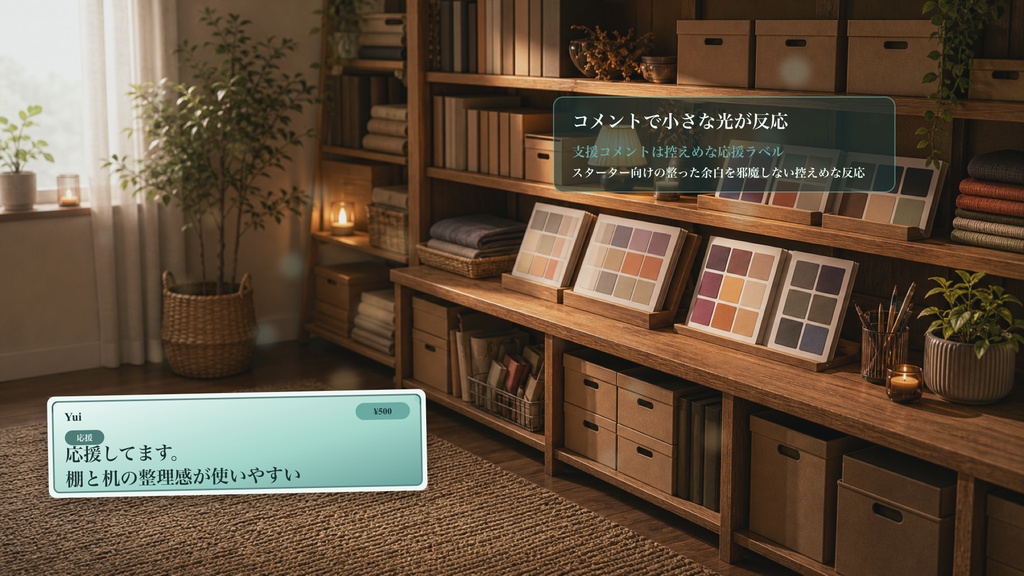 シンプル棚の配信素材ルームコメントオーバーレイ|OBS・わんコメ対応テンプレート