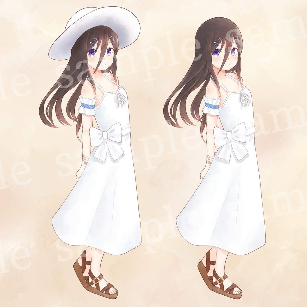 フリー素材立ち絵 女性7 白ワンピ