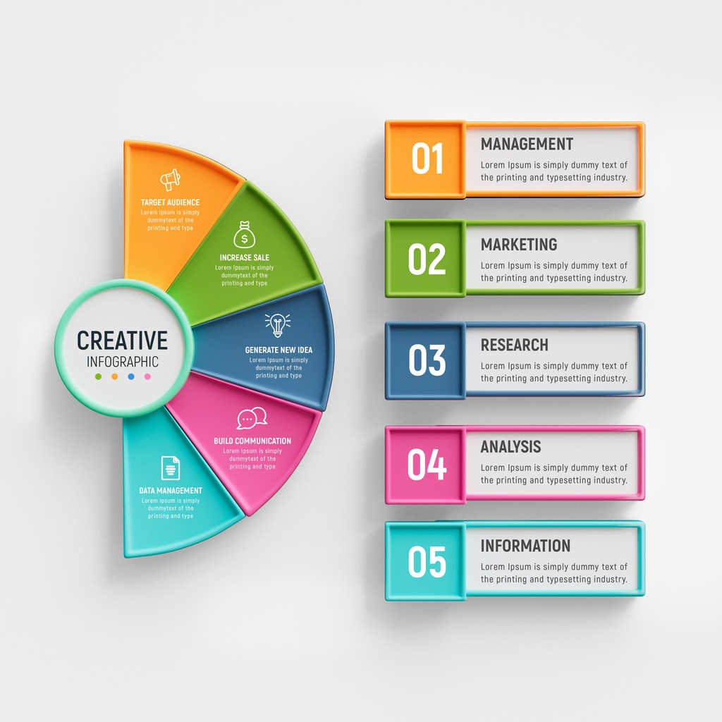 PSD 5 steps business infographics template