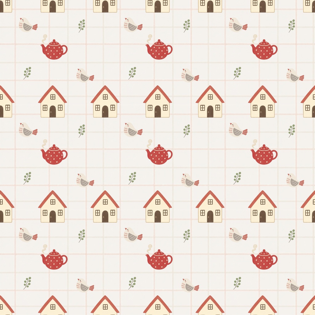「Nordic Red｜北欧の小さな暮らし シームレスパターン5点セット」