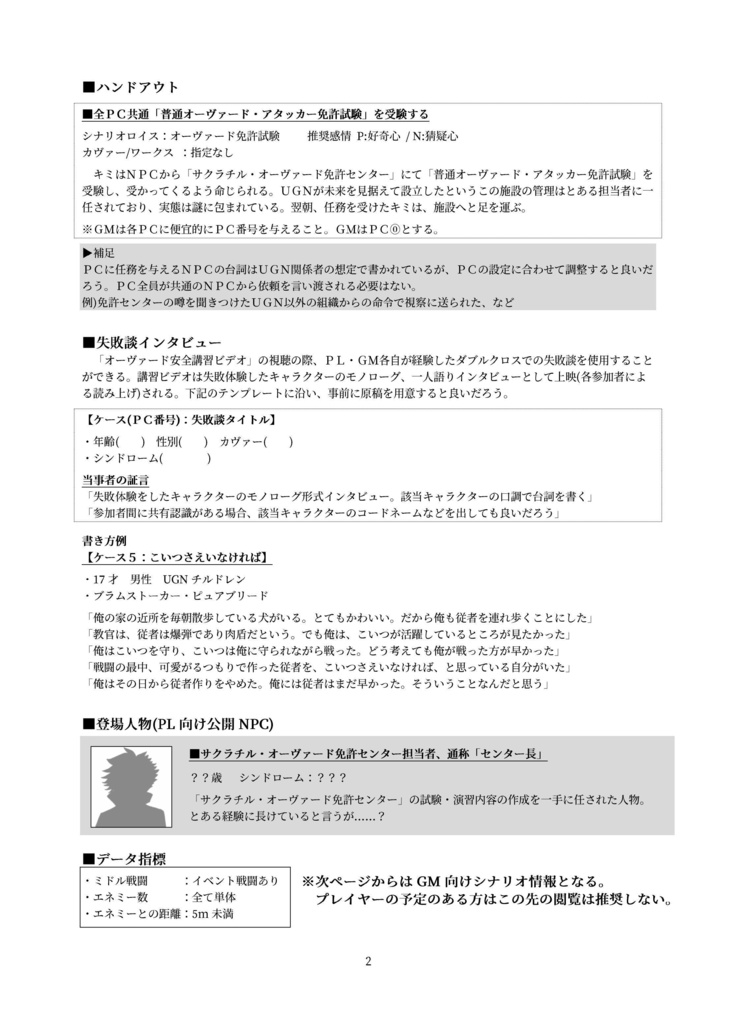 【DX3rd】サクラチル★オーヴァード免許センター【同人シナリオ】