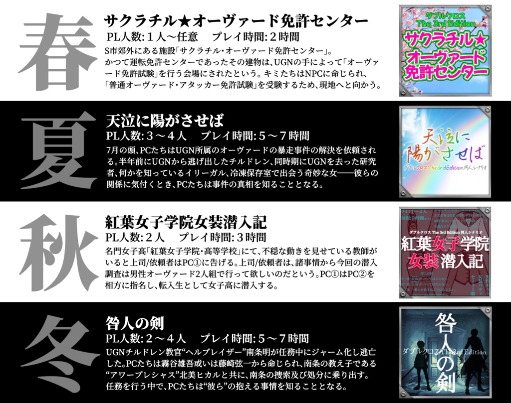 【DX3rd】書籍「継続と四季」【同人シナリオ集