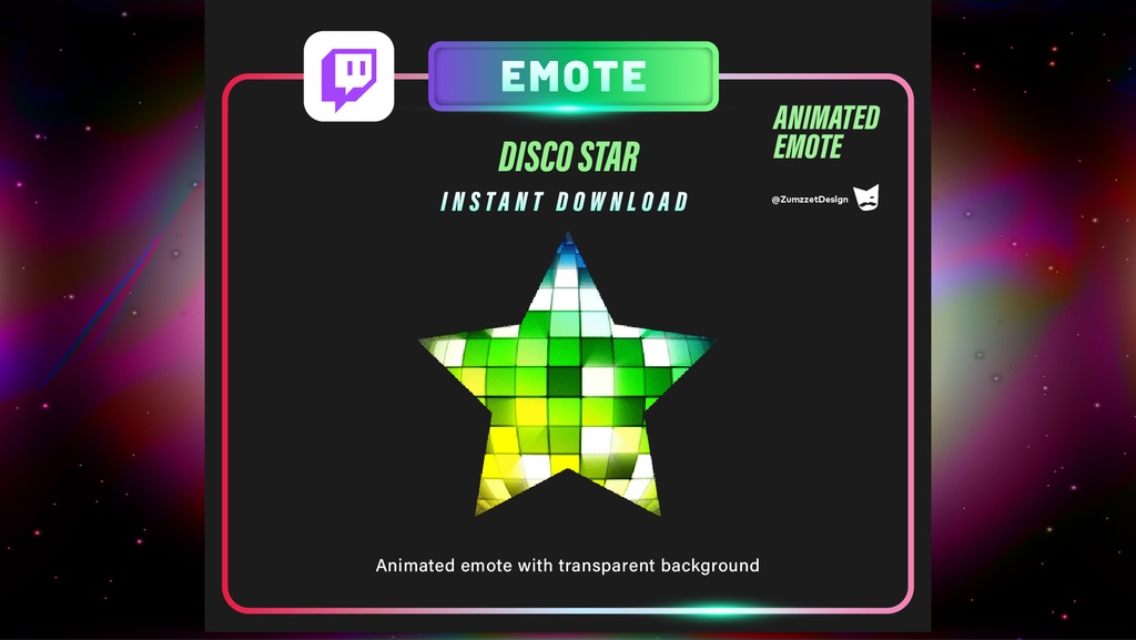 アニメーション・ディスコスター – Twitch＆VTuber用GIFエモート（透過）