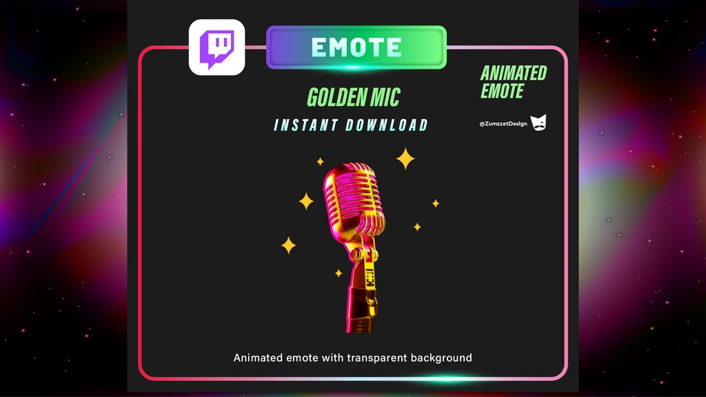 アニメーション・ゴールデンマイク – Twitch＆VTuber用GIFエモート（透過）