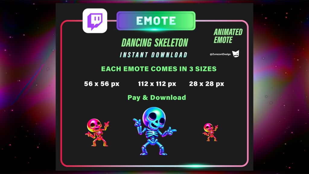 Dancing Skeleton – Animated Twitch/VTuber Emote ダンシングスケルトン – アニメーションTwitch/VTuberエモート