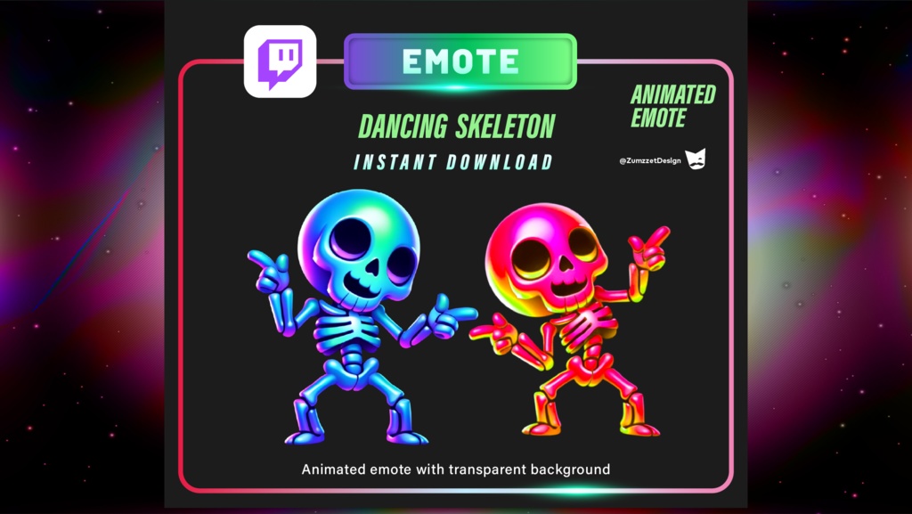 Dancing Skeleton – Animated Twitch/VTuber Emote ダンシングスケルトン – アニメーションTwitch/VTuberエモート