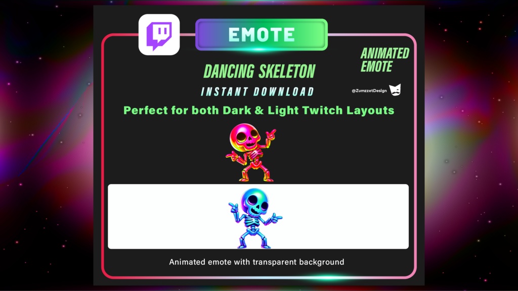 Dancing Skeleton – Animated Twitch/VTuber Emote ダンシングスケルトン – アニメーションTwitch/VTuberエモート