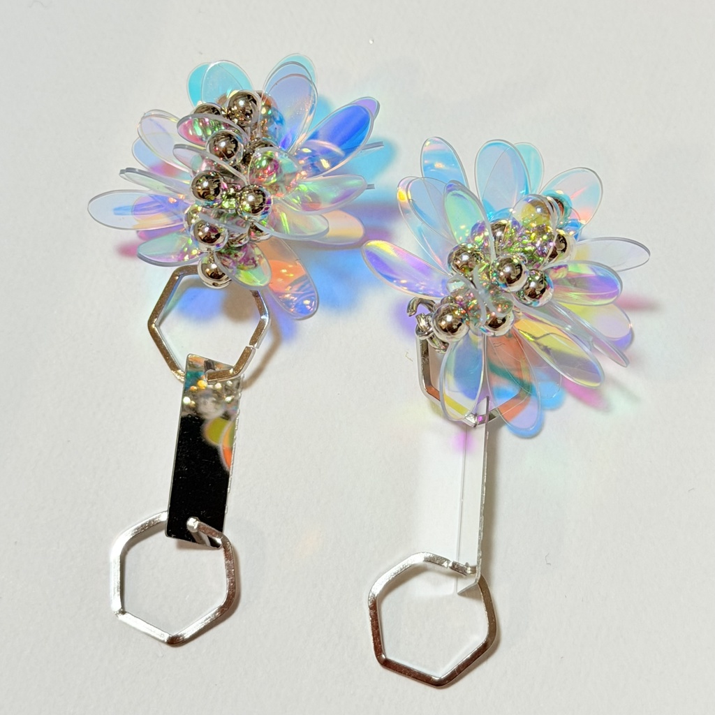 フラワーオーロラピアスイヤリング