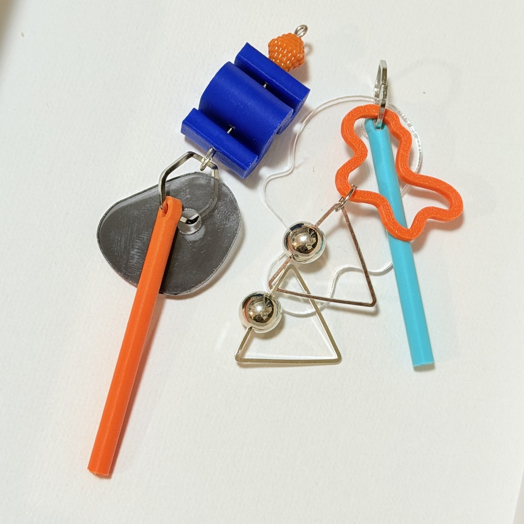 クリアミックススカイブルーオレンジピアスイヤリング