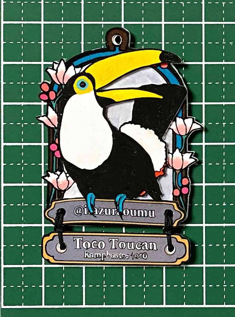 オニオオハシ:チャーム(根付、英名付き)