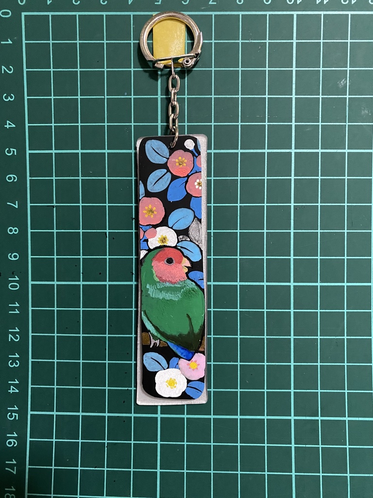 手書きコザクラキーホルダー　縦長