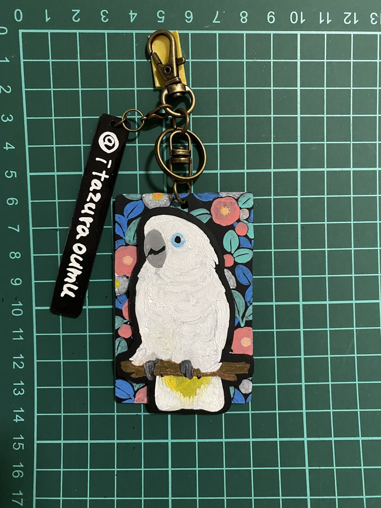 手書きナスカンキーホルダー　花柄札付き①