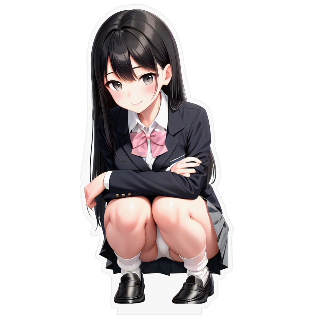 黒髪ちゃんしゃがみ込みアクリルフィギュア(大)