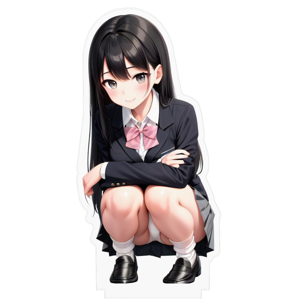 黒髪ちゃんしゃがみ込みアクリルフィギュア(中)