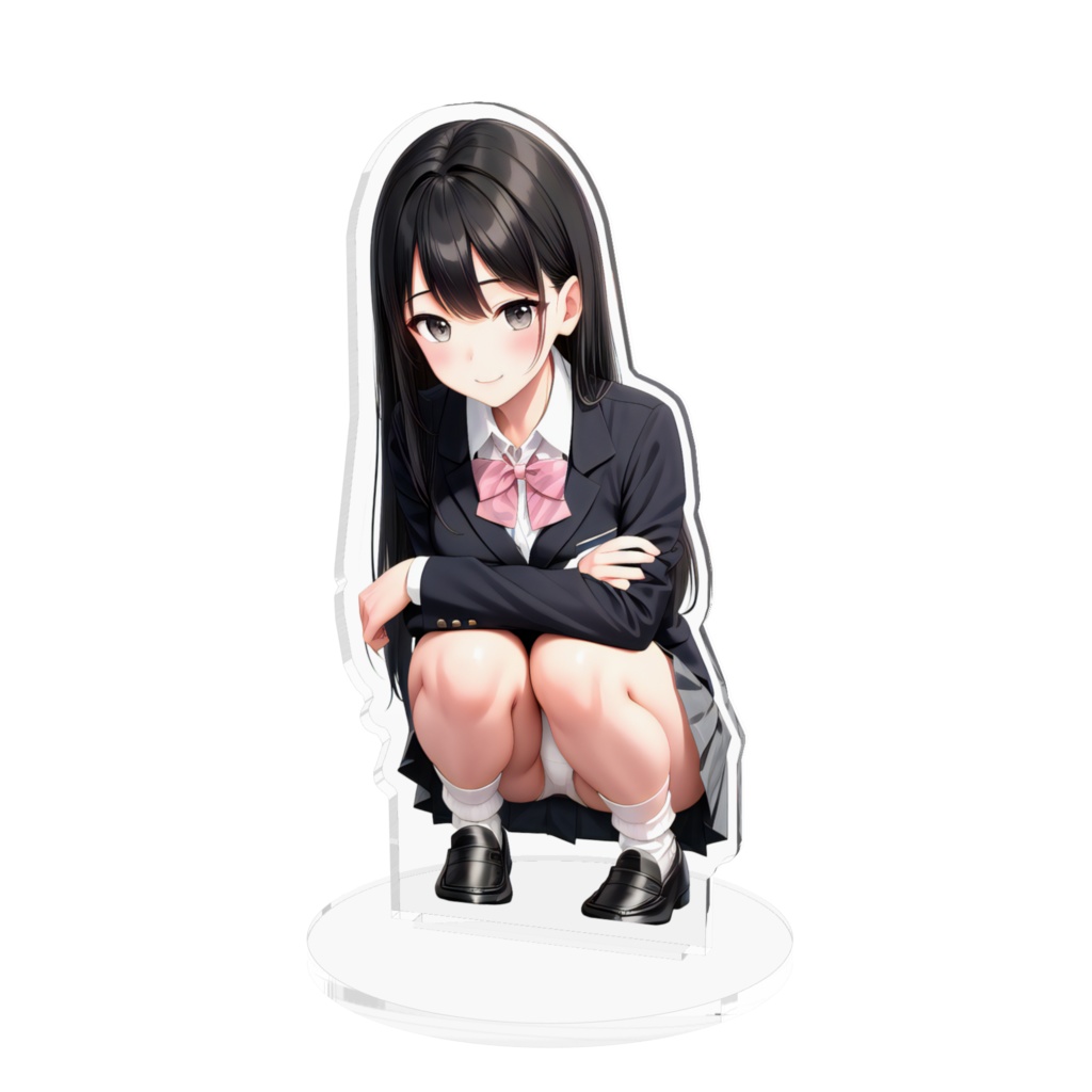 黒髪ちゃんしゃがみ込みアクリルフィギュア(中)