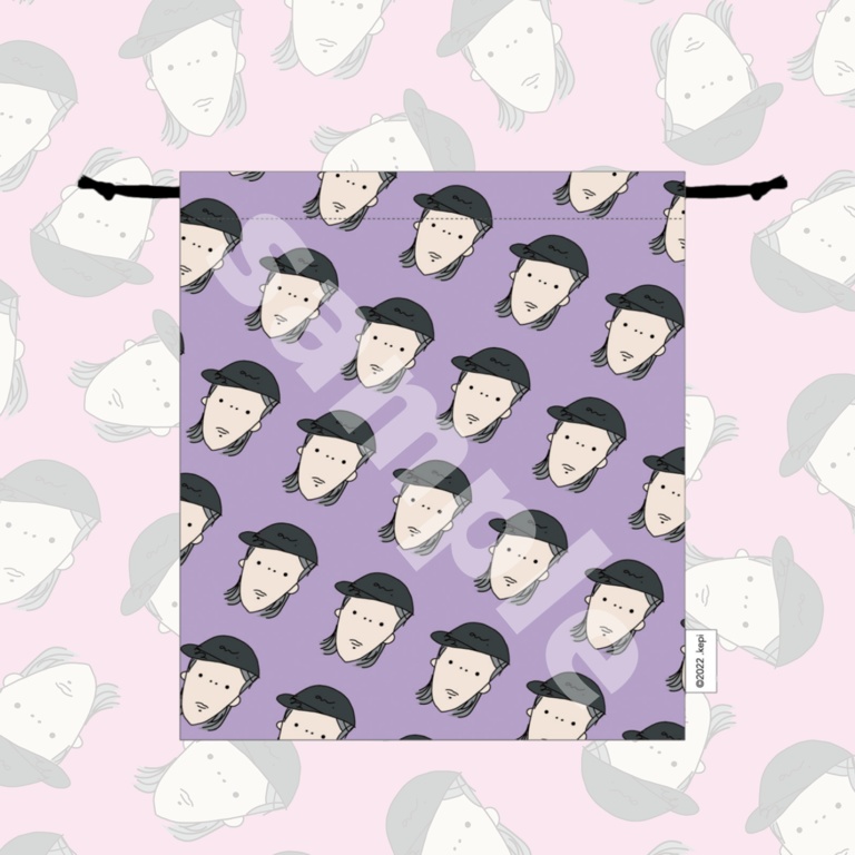 人物の顔総柄巾着(けぴ巾着)【キャンセル分】