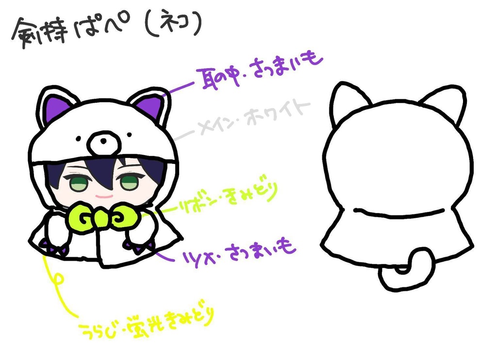 アニマルなフード付きポンチョ(にじぱぺっと用)