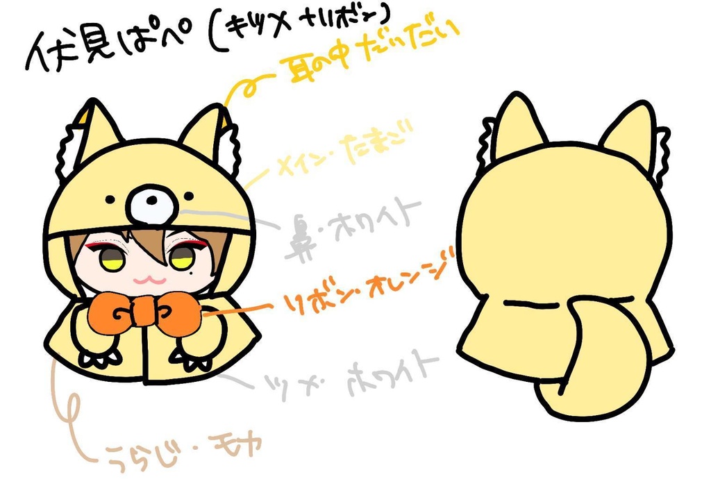 アニマルなフード付きポンチョ(にじぱぺっと用)