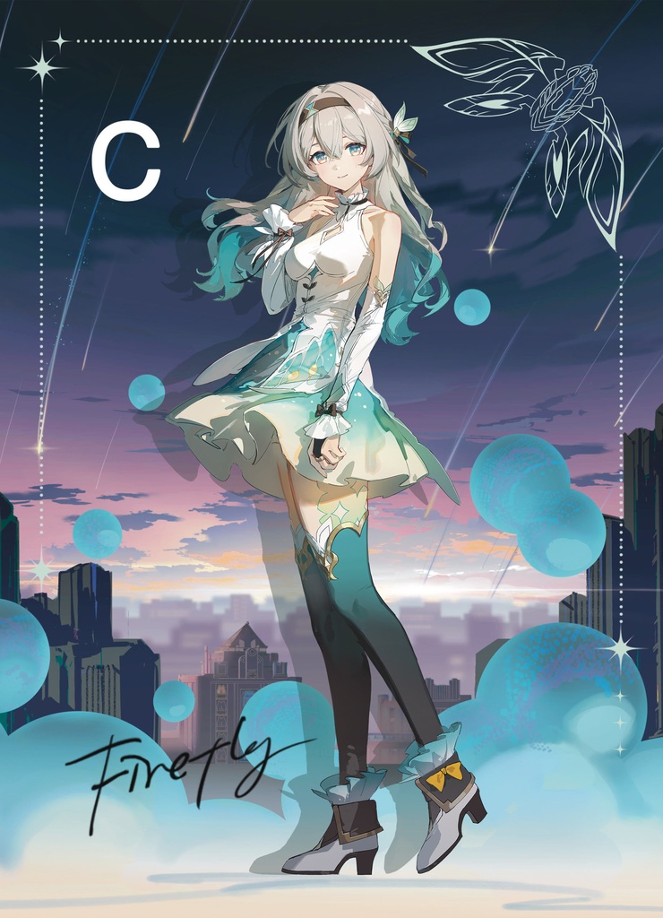 《ホタルの夢》 ホタル 色紙