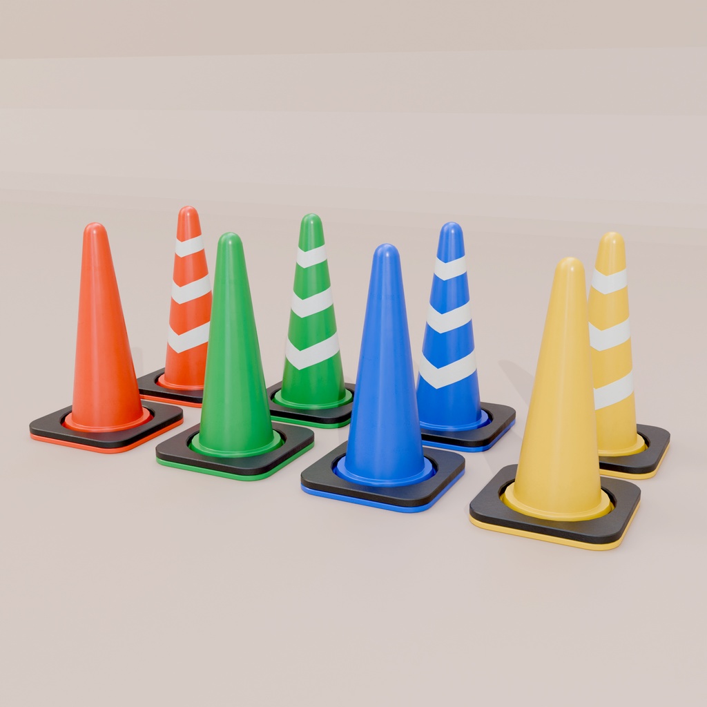 【PBR&Unity対応】軽量 パイロン 8種セット