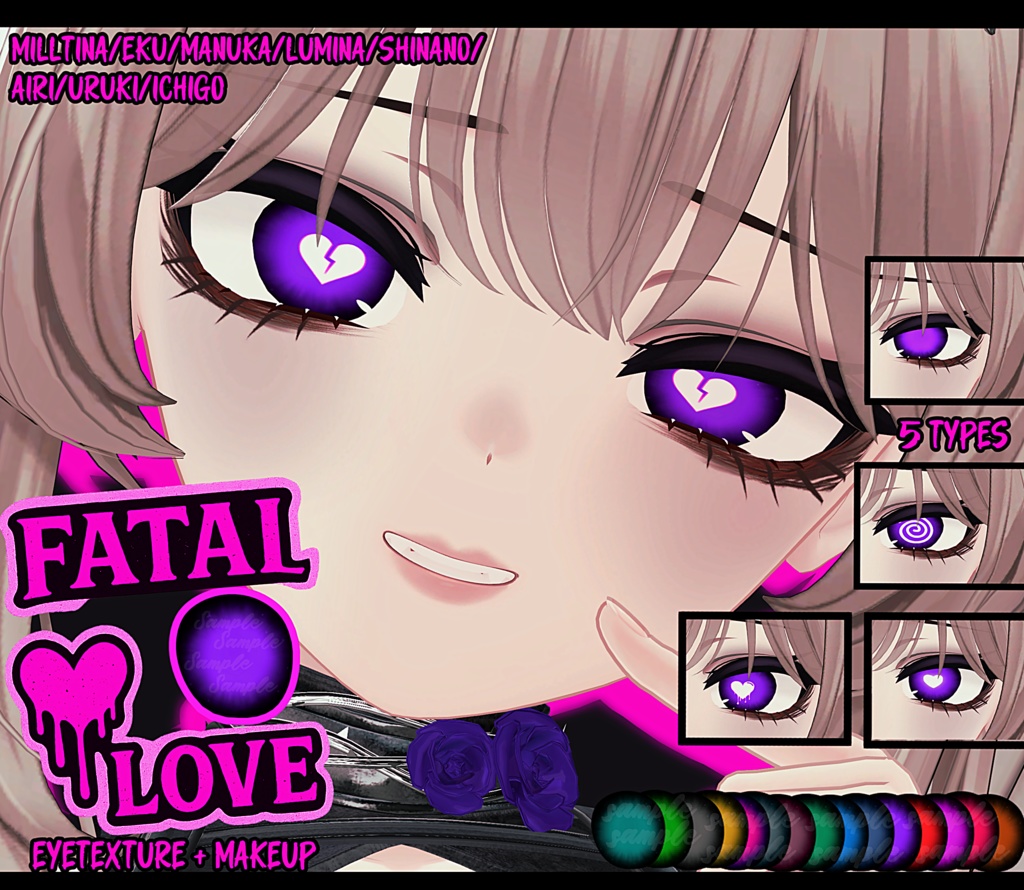 【8アバター対応 /8Compatible Avatars】🎃[FatalLove, EyeTexture +MakeUp]🎃