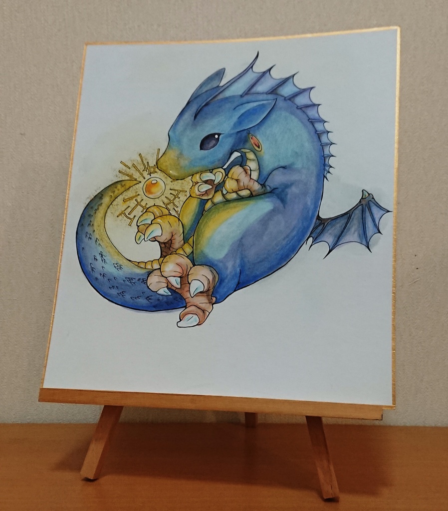 色紙、青いドラゴン