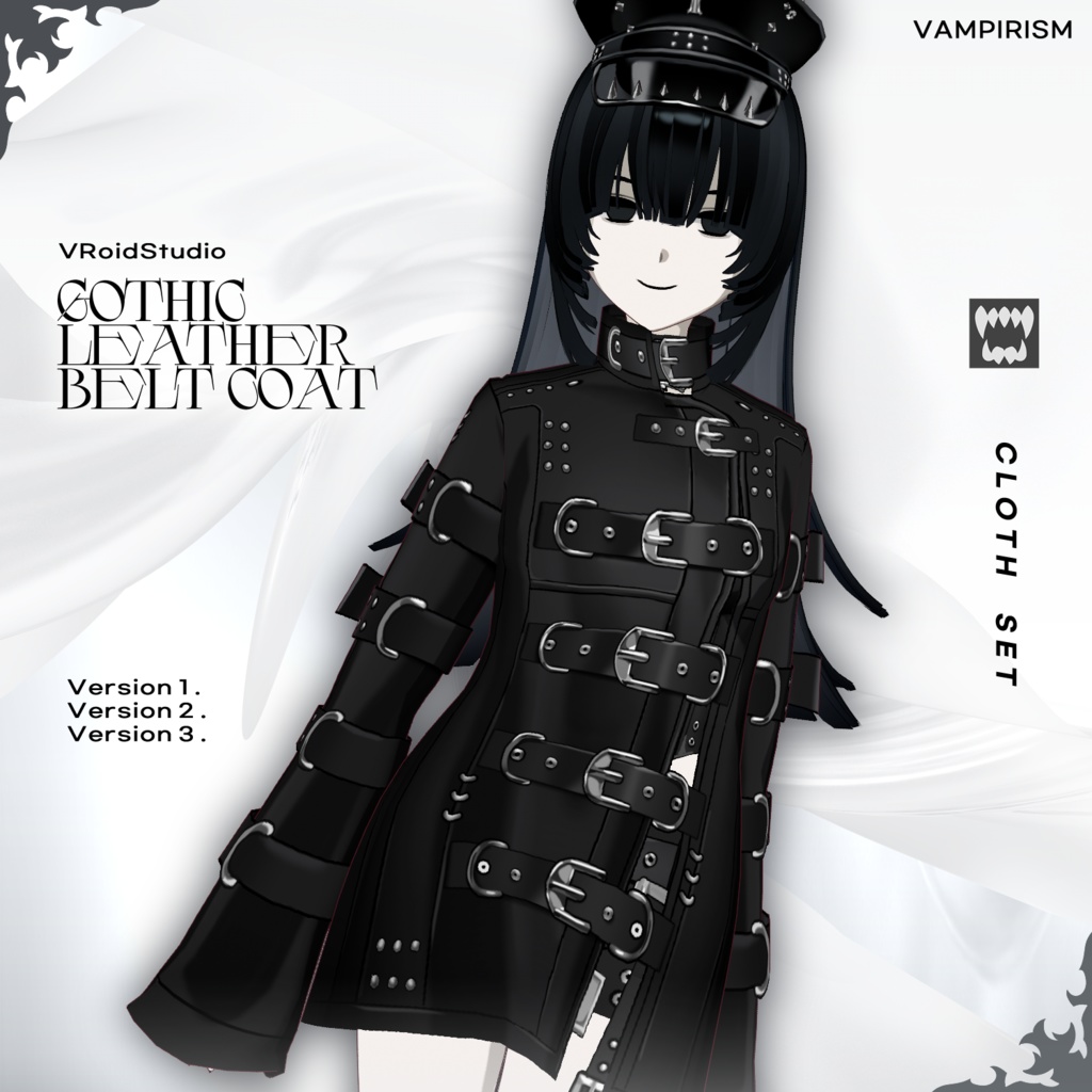 Gothic leather belt coat set  [VRoid]