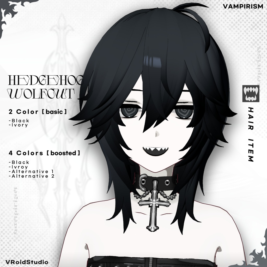 Hedgehog wolfcut hair [VRoid]