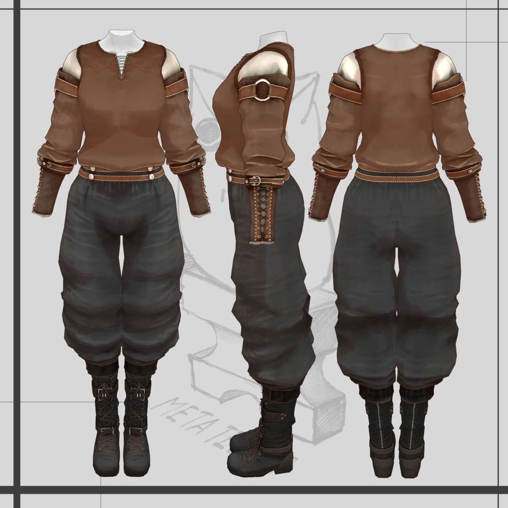 【VRChat】獣人旅商人の軽装 / Beast Traveling Merchant's light clothing