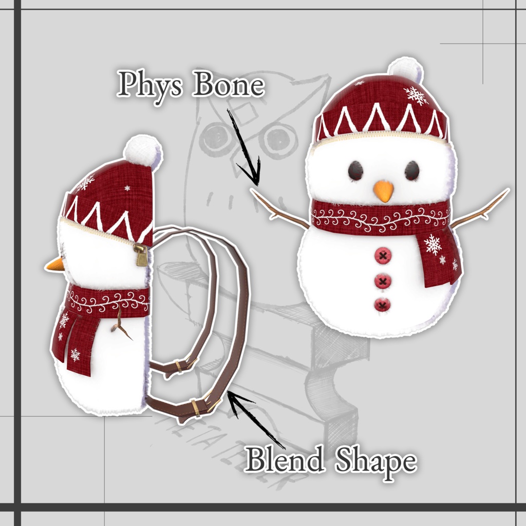 【VRChat】雪だるまのリュック/snowman bag【META TELIER】