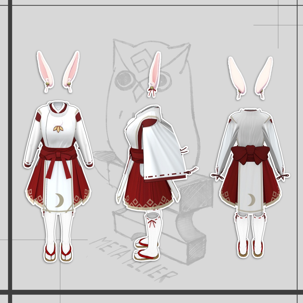 兎人族の巫女服(白セット)/Rabbit people's priestess uniform (White Set)【META TELIER】