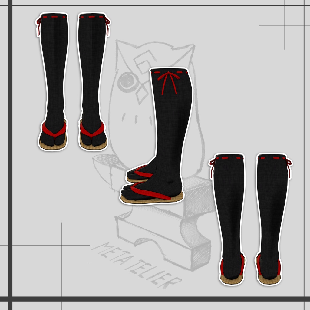 兎人族の巫女服(黒セット)/Rabbit people's priestess uniform (Black Set)【META TELIER】