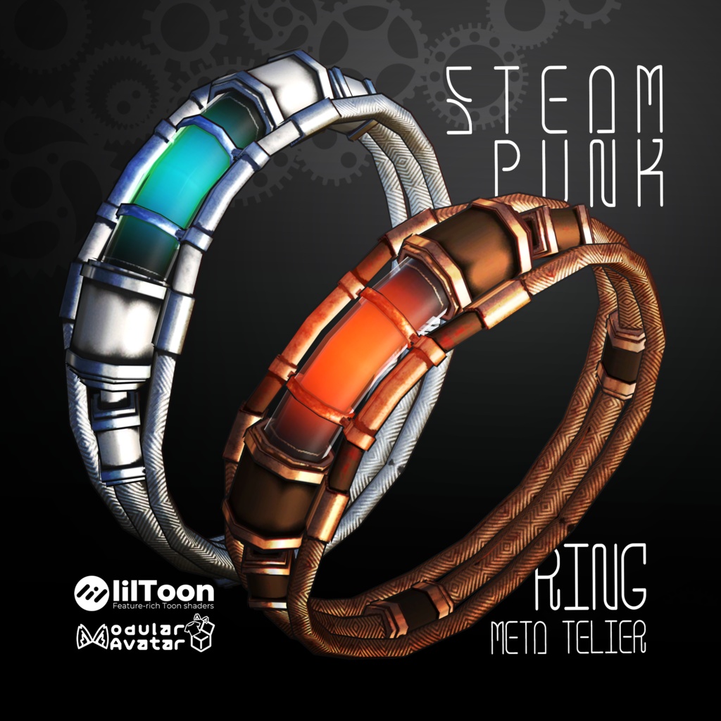 スチームパンクリング「Neon Coil」 / Steampunk Ring "Neon Coil"【META TELIER】
