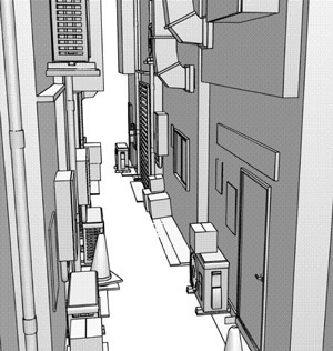 【クリスタ用3D背景】路地裏01