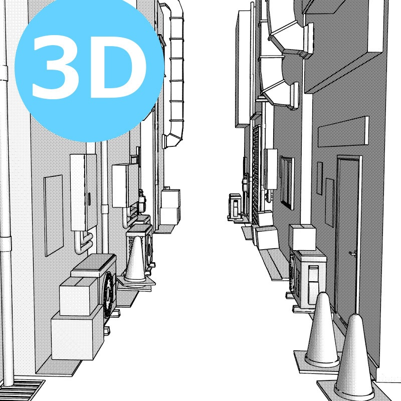 【クリスタ用3D背景】路地裏01