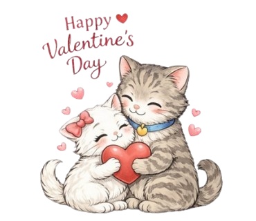 【5枚セット】ねこのバレンタイン&感謝イラスト