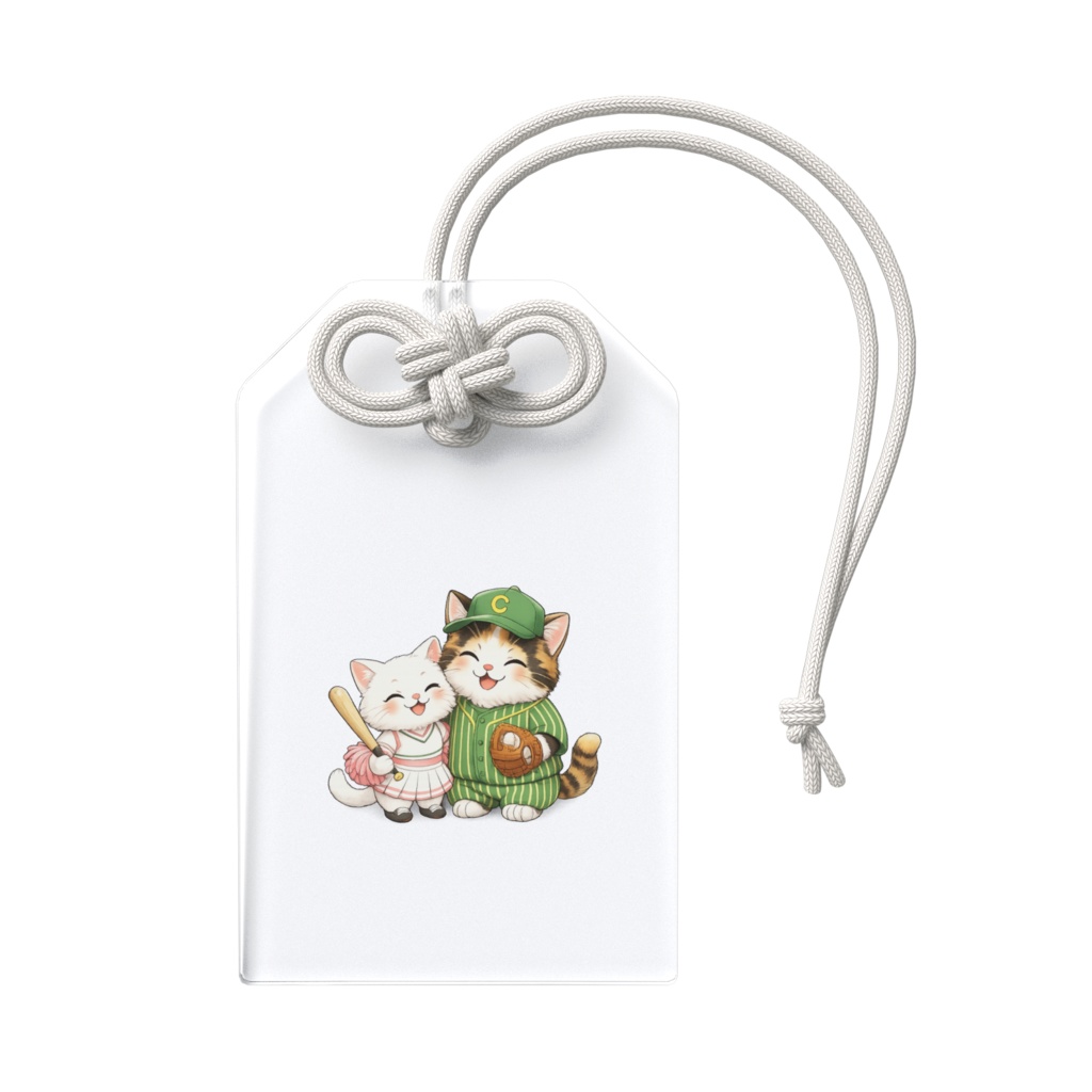 BOOTH販売 野球を楽しむ猫ちゃん アクリルお守り(勝利祈願)(Acrylic Omamori / Charm)