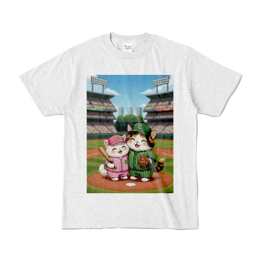 【選べるカラー】全力応援!野球猫Tシャツ