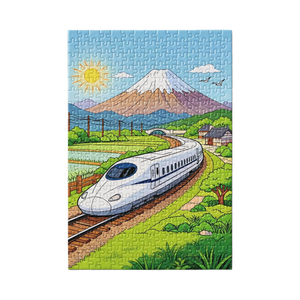 日本の風景:富士山と新幹線の旅 ジグソーパズル