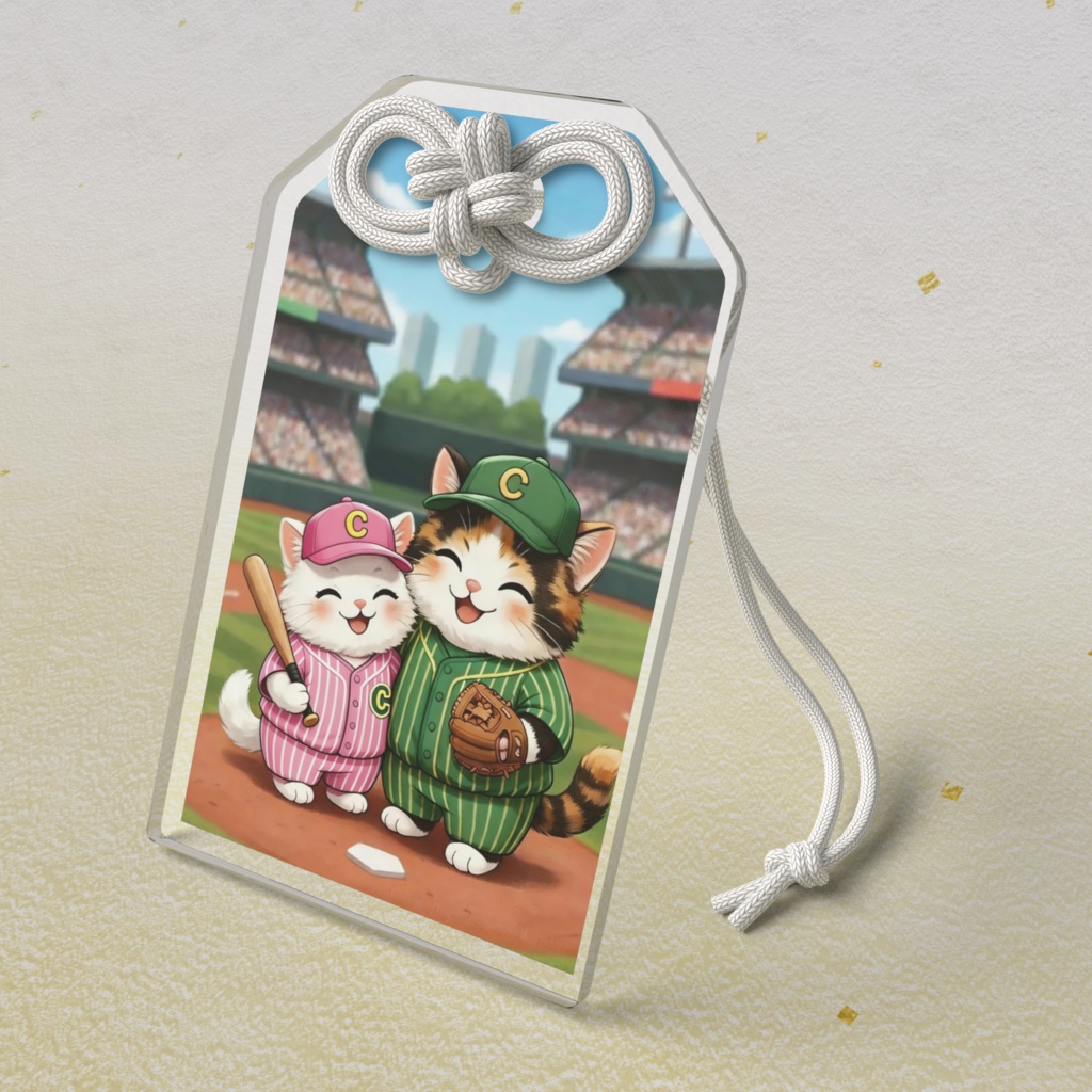 野球スタジアムの仲良し猫カップル:ハッピー・ベースボール