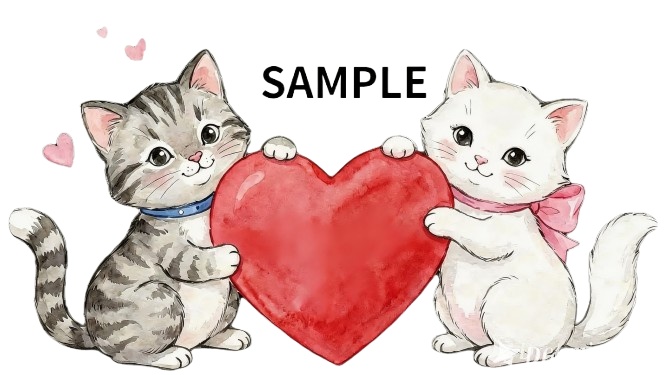 仲良し猫ちゃんのハートペア・イラスト素材