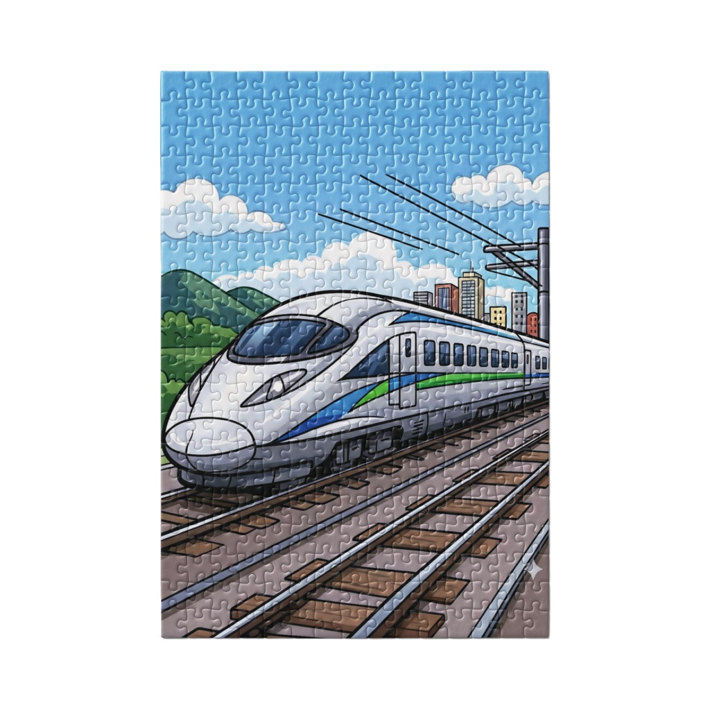 疾走する新幹線:爽快な空と鉄道のパズル