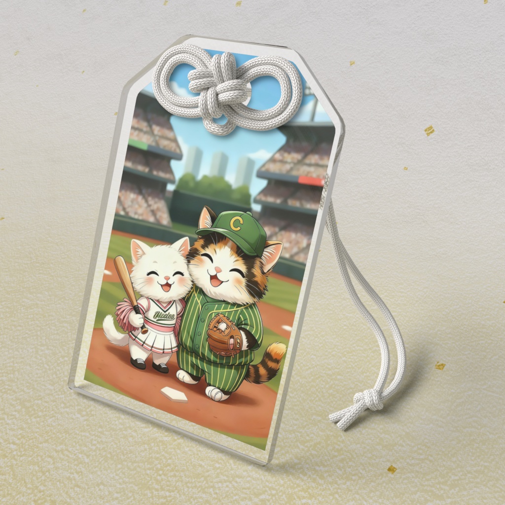 夢を応援!野球猫お守り(チア&ピッチャー)