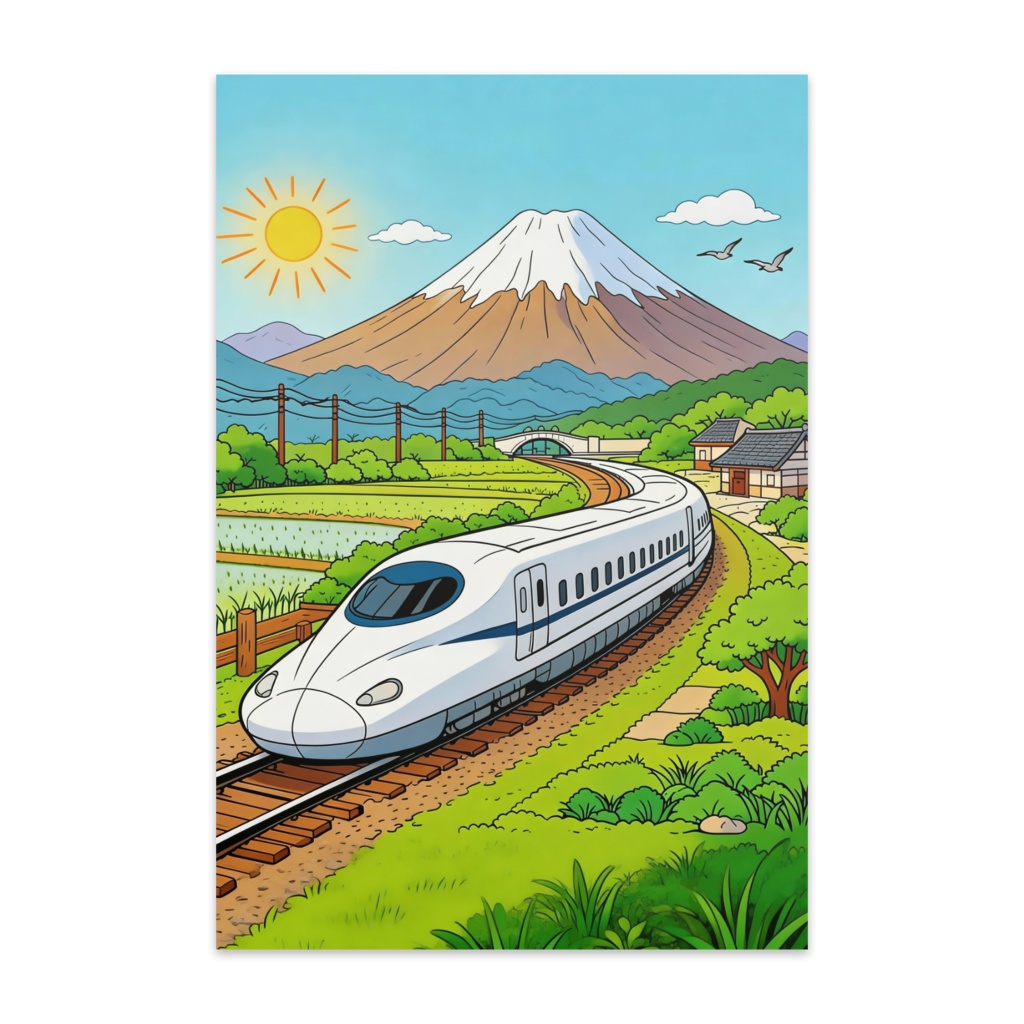 富士山と新幹線(POSTCARD)