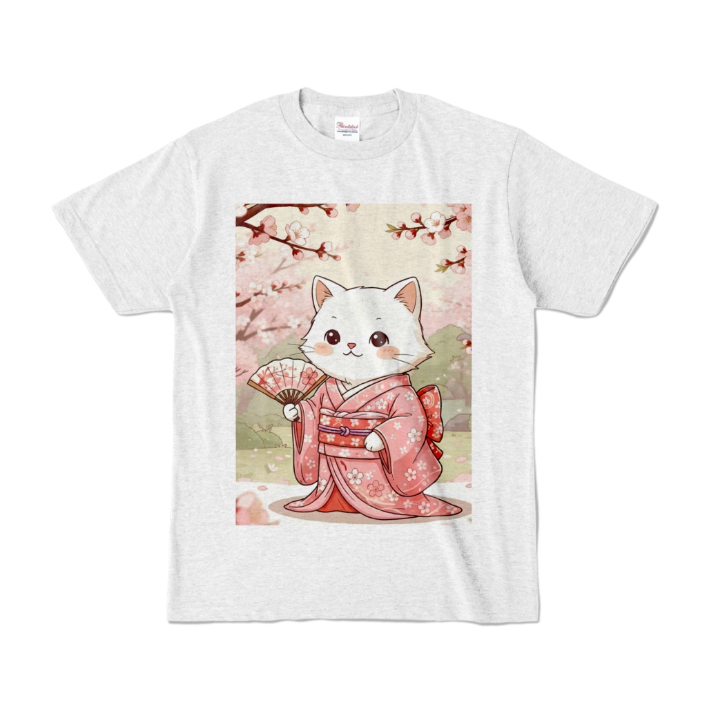 モダン・ジャパネスク：和装しろねこのプレミアム・グラフィック(COLOR T-Shirt)