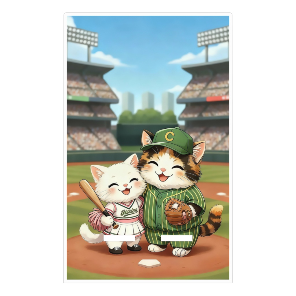野球猫ちゃん Acrylic Phone Stand 最高の笑顔でガッツポーズ