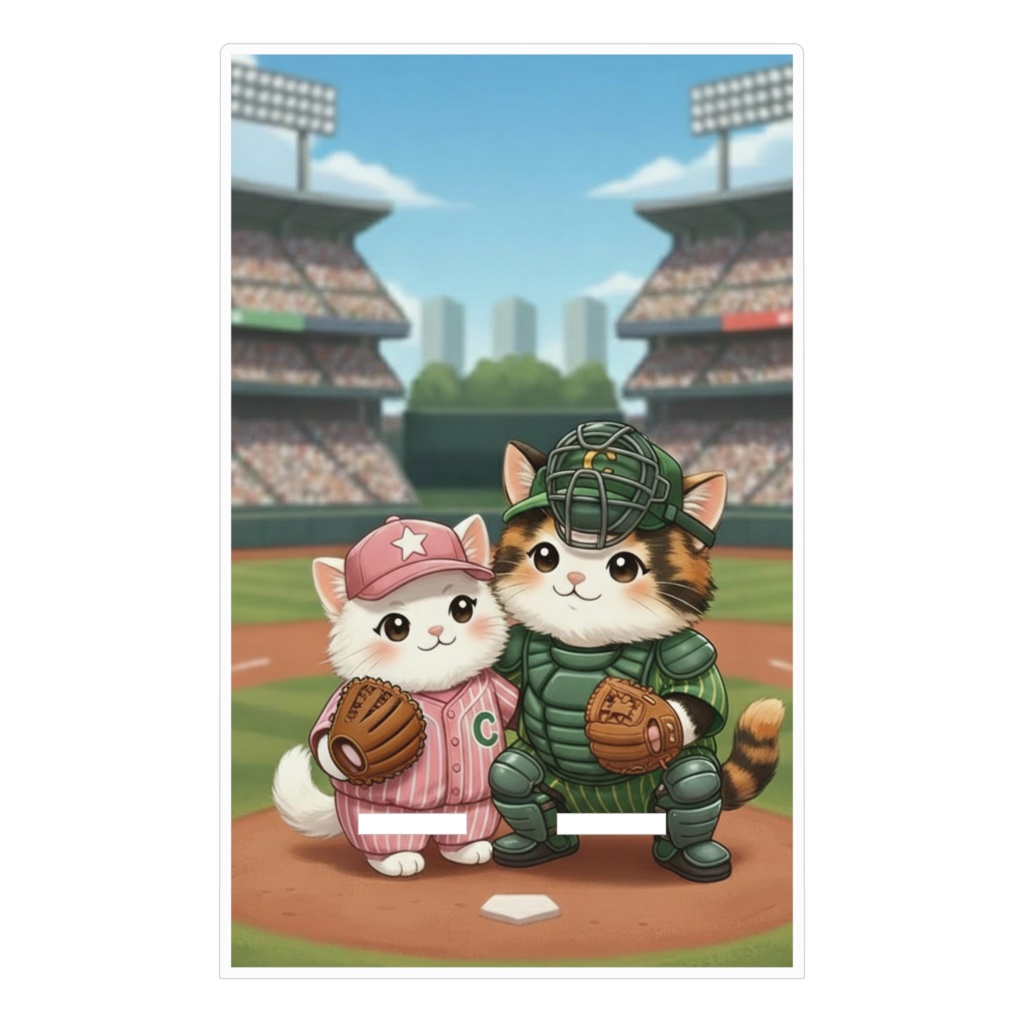 野球猫ちゃんAcrylic Phone Stand 最強のバッテリー